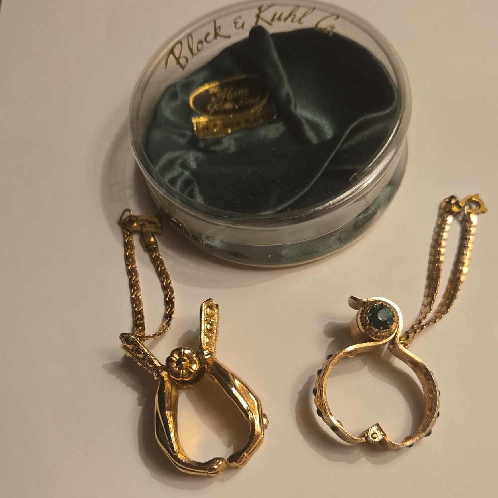 Kuhl Gold and Silver Brooch Set with Blue Accent